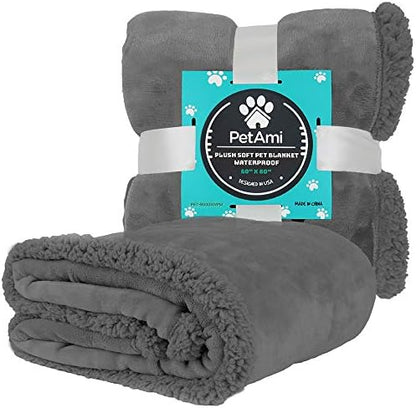 PetAmi WATERPROOF Dog Blanket for Bed 90x90 Grey