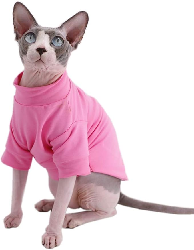 Sphynx Hairless Cat Cotton Tshirts Pet Clothes (7.2-8.7 lbs),