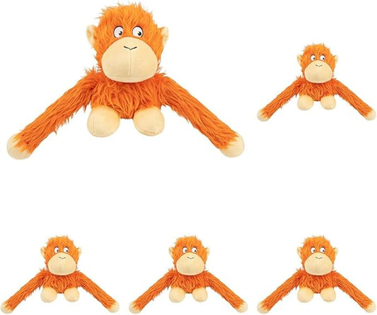 Best Pet Supplies O-Hug-Atan Interactive Squeaky Plush Toy for Small and Medium Breed Puppies or Dogs - O-Hug-Atan (Orange) (Pack of 5)