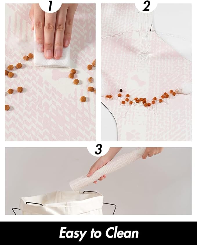 PADOOR- Dog Food Mat- Absorbent Pet Food Mat- Dog Bowl Mat Bone Shaped- Quick Dry Dog Feeding Mat 12"x19", Pink