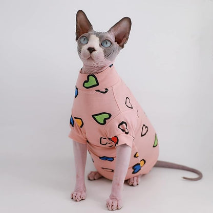 Sphynx Hairless Cat Cute Summer Cotton T-Shirts Pet Clothes 1))