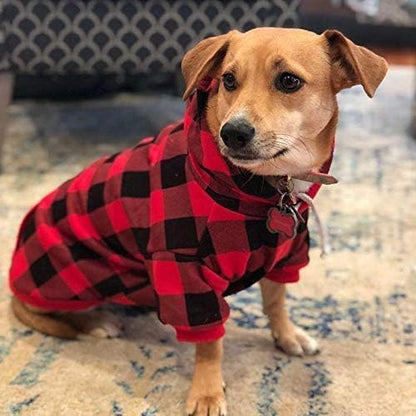 KOOLTAIL Plaid Dog Hoodie Pet Clothes Sweater with Hat and Pocket for Small Medium Large Size Dogs