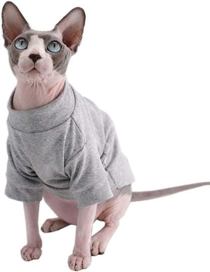 Sphynx Hairless Cat Cotton Tshirts Pet Clothes (7.2-8.7 lbs))