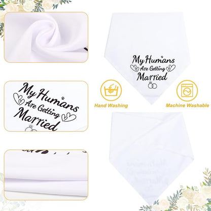 SZEE Wedding Dog Bandanas, My Humans are Getting Married Dog Bandanas for Dogs, Dog Engagement Wedding Party, Pet Wedding Photo Prop Bandana for Engagement, Gifts for Couples (White & Black, Small)