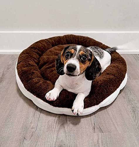 TONBO Soft Plush Small Cute and Cozy Food Dog Cat Bed, Washer and Dryer Friendly (Cookies and Cream)