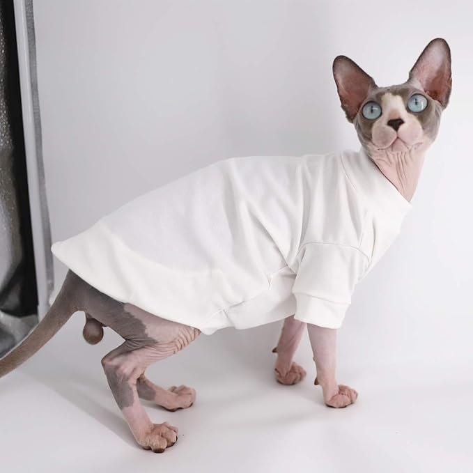 Sphynx Hairless Cat Cotton Tshirts Pet Clothes (3.3-5 lbs),