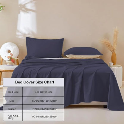 DUJUIKE Waterproof Bed Cover for Dog and Cats,Pet Hair Resistant Bed Sheet Cover, Protective Bed Liner Cover with 100% Waterproof Breathable Thin Fabric (Cal King/King 98 * 90 inch, Navy Blue)