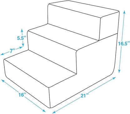 Best Pet Supplies Foldable Foam Pet Steps for Small Dogs & Cats 3-Step (H: 16.5")