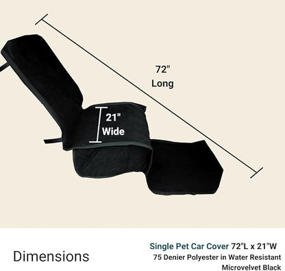 Deluxe Micro Velvet Quilted and Padded Dog Car Single Seat Cover with Comfort Fabric and Non-Slip Back Best for Car Truck and SUV 21"x72", Black