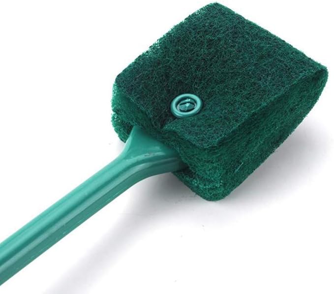 2 Pieces Aquarium Cleaning Brush Fish Tank Cleaning Brush Double-Sided Sponge Brush Long Handle Fish Tank Scrubber for Aquariums and Home(Blue, Green)