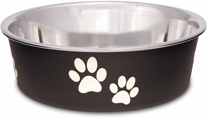 Loving Pets - Bella Bowls - Dog Food Water Bowl No Tip Stainless Steel Pet Bowl No Skid Spill Proof (Small, Espresso Brown)