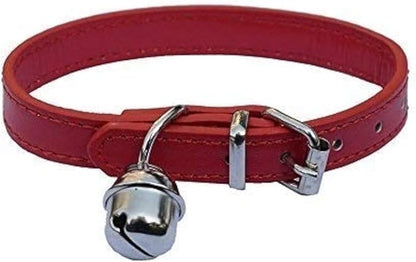 Red Leather Pet Collars for Cats,Baby Puppy Dog,Adjustable 8"-10.5" Kitten Collar with Bell