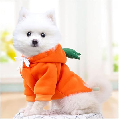 Dog Christmas Halloween Costumes,Dog Hoodies for Small Dogs Cats, Cat Puppy Outfits,Yorkie Chihuahua Pomeranian Clothes (X-Small, Orange-Carrot)