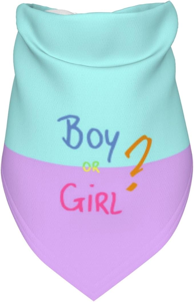 He Or She What Will It Be? Gender Reveal/Baby Announcement Dog Bandana,Pet Neckerchief for Pets Daily Wear Photo Prop Party Supplies (Pink/Blue-2)
