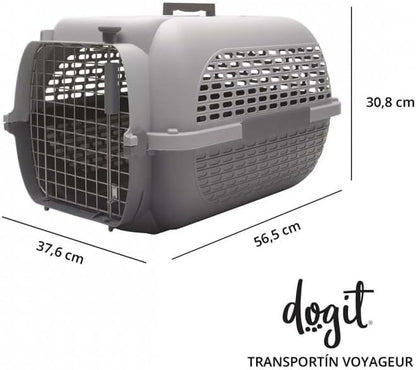 Dogit Dog Travel Carrier Voyageur Model 100 With Treat Compartment, Medium, Grey