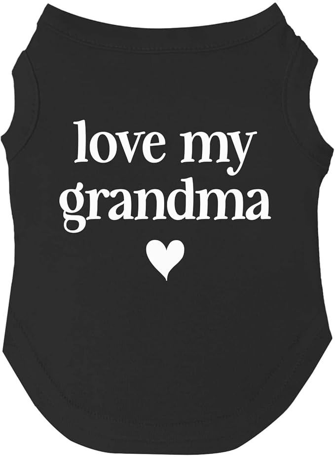 Love My Grandma Valentine's Day Dog Tee Shirt Sizes for Puppies, Toys, and Large Breeds (Black, Small 399)