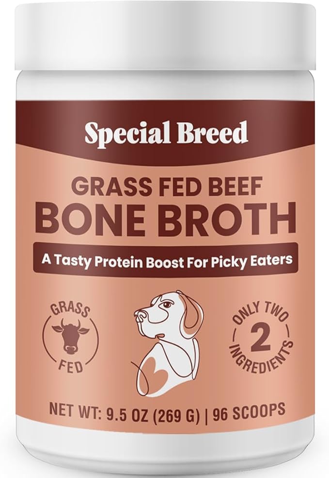 Bone Broth Powder for Dogs and Cats - Dog and Cat Food Topper, Grass Fed Beef Broth Supplement, 9.5 oz