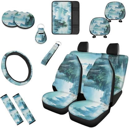 Chinese Mountain Landscape Painting Headrest Cover Mountains Paintings