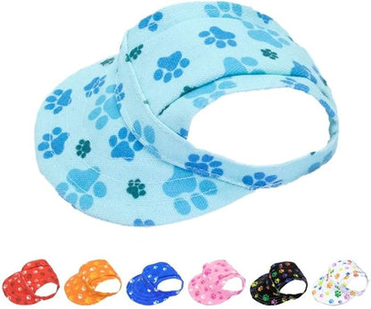 PET SHOW Dog Baseball Cap Dog Paw Print Peaked Cap Pet Sun Hats with Ear Holes Sport Hat for Small Medium Doggies Adjustable Drawstring Puppies Cats Visor Hat Girls Boys Blue/XXS