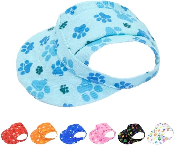 PET SHOW Dog Baseball Cap Dog Paw Print Peaked Cap Pet Sun Hats with Ear Holes Sport Hat for Small Medium Large Doggies Adjustable Drawstring Puppies Cats Visor Hat Girls Boys Blue/M
