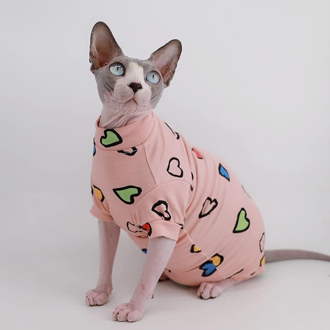 Sphynx Hairless Cat Cute Summer Cotton T-Shirts Pet Clothes 1))