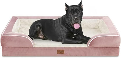 XXL Orthopedic Dog Bed, Waterproof Orthopedic Foam Extra Large Dog Beds, Washable Dog Sofa Bed with Removable Cover & Non-Slip Bottom(XX-Large,Pink)