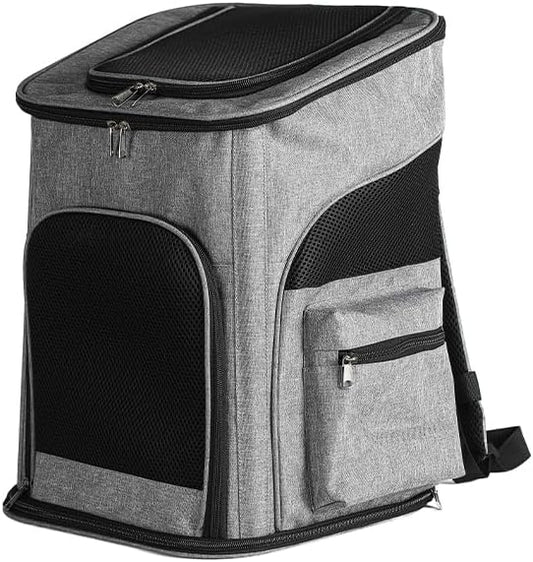 Pet Carrier Backpack with Sturdy Steel Frame for Easy Travel & Comfort, Privacy-Focused Pet Carrier Backpack for Secret Adventures (Grey, M:33X29X44CM/13"X11.4"X17.3")