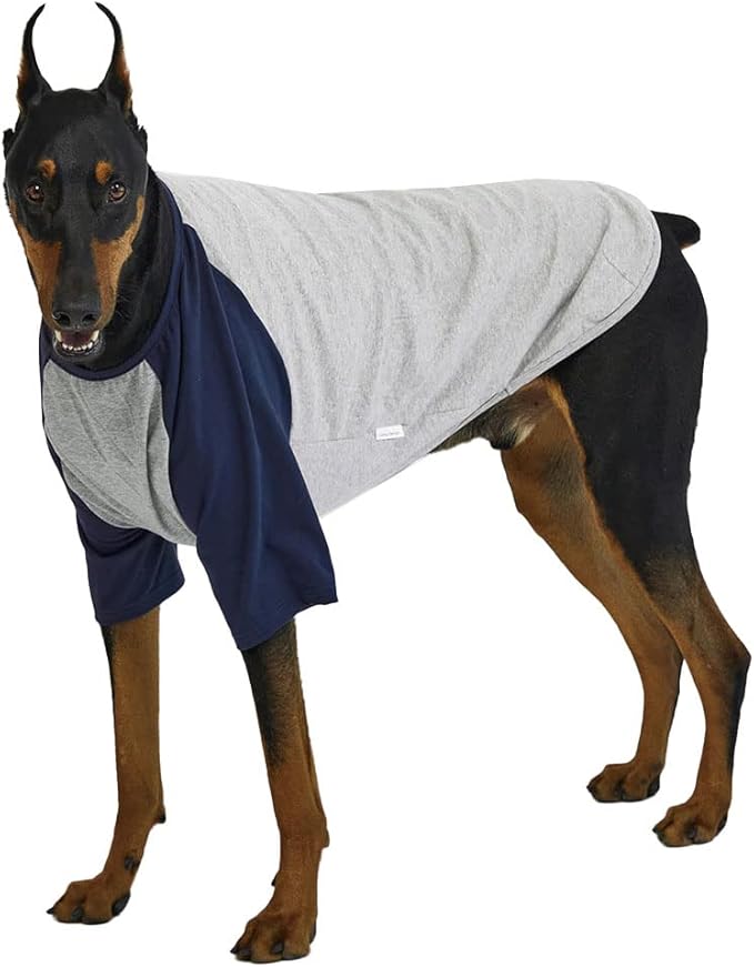 Dog Shirt for Small and Large Dogs Raglan Cotton T-Shirts Soft Breathable Dog Shirts pet Clothes Gray Series (2X-Large