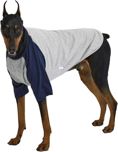 Dog Shirt for Small and Large Dogs Raglan Cotton T-Shirts Soft Breathable Dog Shirts pet Clothes Gray Series (5X-Large