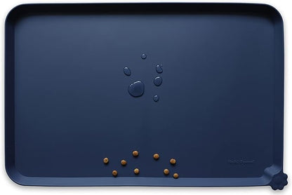 Hoki Found Large Silicone Pet Food Mats Tray Navy,24'' x 16''.