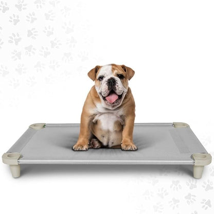 Acrimet Cooling Elevated Pet Dog Bed Cot, Washable and Breathable Mesh Fabric, Stainless Steel Frame, Indoor & Outdoor Use, (Size: 40”x 24”) (Gray Color) (1 Unit)