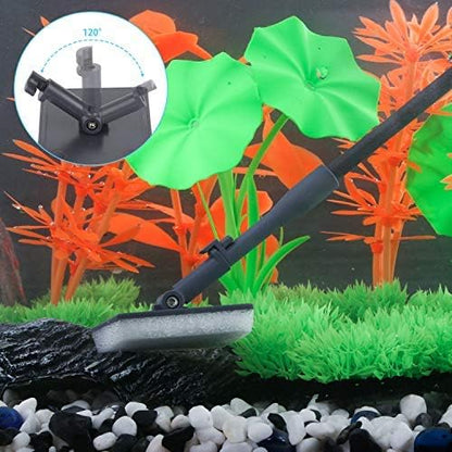 Carefree Fish 4IN1 Carbon Fiber Aquarium Cleaning Tools Long Handle Adjustable Length 18~24Inch Fish Tank Cleaner Kit Alage Scraper Scrubber Brushes Set