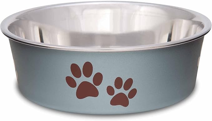 Loving Pets - Bella Bowls - Dog Food Water Bowl No Tip Stainless Steel Pet Bowl No Skid Spill Proof (Small, Blueberry Blue)