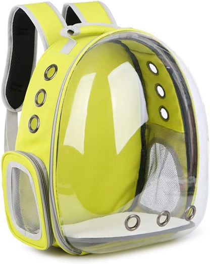 Magik Astronaut Pet Cat Dog Kitten Puppy Carrier Backpack Travel Full-View Breathable Bag Case Capsule for Small Dog and Cats, Transparent Waterproof Hiking Camping, Airline Approved (Yellow)