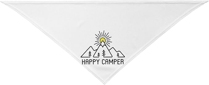 Happy Camper Summer Dog Bandana，Adorable puppy accessory for The avid camper ，Pet Neckerchief for Pets Daily Wear Photo Prop Party Supplies,Funny Cute Dog Bandana (White)