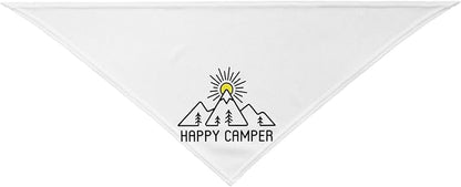 Happy Camper Summer Dog Bandana，Adorable puppy accessory for The avid camper ，Pet Neckerchief for Pets Daily Wear Photo Prop Party Supplies,Funny Cute Dog Bandana (White)