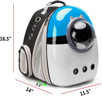 Expandable Cat Carrier Backpack, Backpack for Cats Kitten Small Puppy, Airline Approved Cat Bubble Backpack, Space Capsule Astronaut Carrier (Blue, Front Extension)