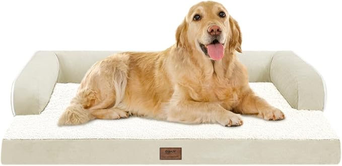 Large Dog Bed Orthopedic Washable: Extra XL XLarge Big Dog Bed with Washable Bolster & Memory Foam Couch Sofa