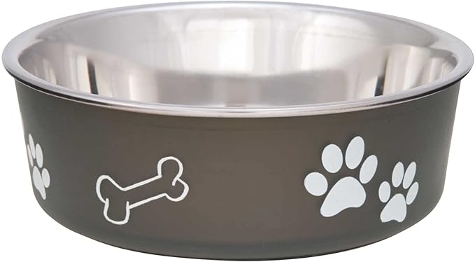 Loving Pets - Bella Bowls - Dog Food Water Bowl No Tip Stainless Steel Pet Bowl No Skid Spill Proof (Medium, Espresso Brown)