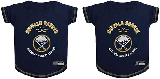 NHL Buffalo Sabres Tee Shirt for Dogs & Cats, Medium. - are You a Hockey Fan? Let Your Pet be an NHL Fan Too! (Pack of 2)