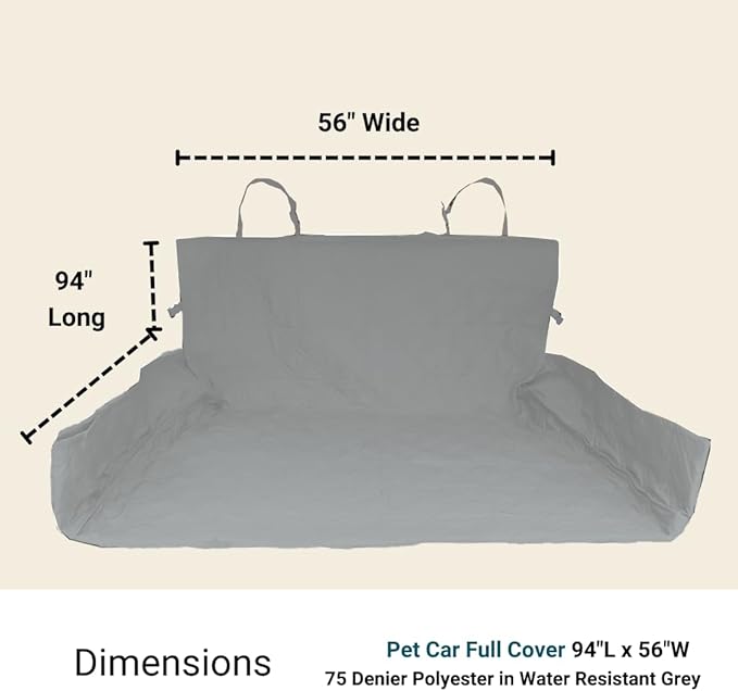 Formosa Covers Deluxe Quilted and Padded Dog Car Back Seat Cover with Non-Slip Back Best for Car Truck and SUV 56"x94", Grey