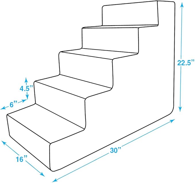 Best Pet Supplies Portable Dog Foam Stairs/Steps for Couch Sofa and High Bed Non-Slip Bottom Paw Safe No Assembly 5-Step (H: 22.5")