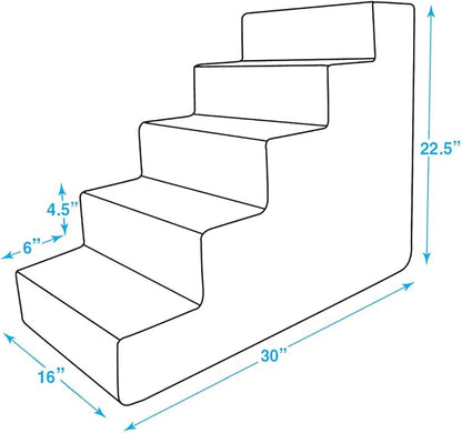 Best Pet Supplies Portable Dog Foam Stairs/Steps for Couch Sofa and High Bed Non-Slip Bottom Paw Safe No Assembly 5-Step (H: 22.5")