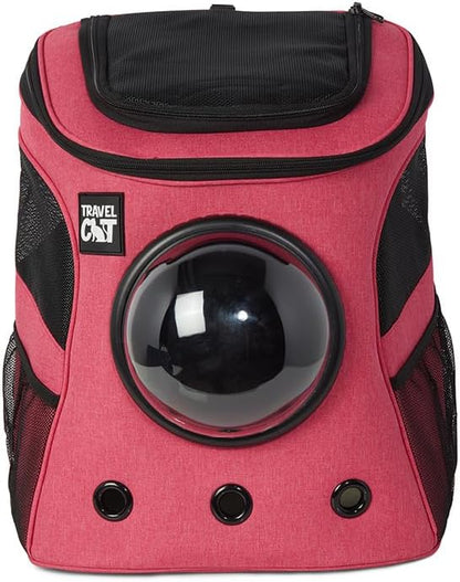 Fat Cat Backpack Carrier - Airline Approved Cat Carrier with Space Capsule Bubble for for Small Cats, Kitten - Premium Deep Rose Pink Cat Carrier Backpack for Outdoor, Travel, Hiking, Pet Supplies