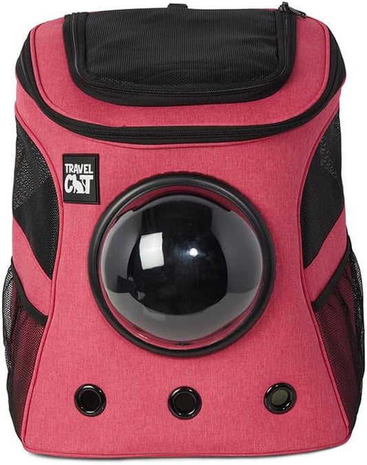 Fat Cat Backpack Carrier - Airline Approved Cat Carrier with Space Capsule Bubble for for Small Cats, Kitten - Premium Deep Rose Pink Cat Carrier Backpack for Outdoor, Travel, Hiking, Pet Supplies