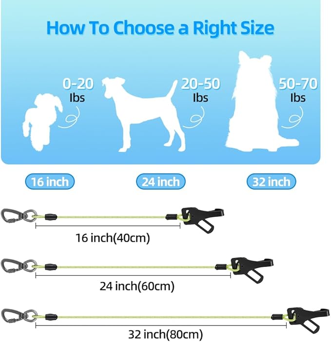 Dog Seat Belt 3-in-1 Dog seat Belt Harness for car,Chew Proof Dog Leash for Car Use,Dog Seatbelt,Steel Rope Dog car seat Belts with Clip Hook Latch & Buckle (Green, 24 inch/60 CM)