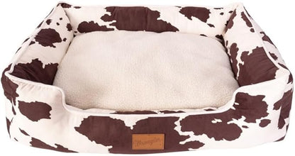 Wrangler Cow Print Cuddler Box Dog Bed Cow S