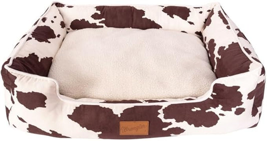 Wrangler Cow Print Cuddler Box Dog Bed Cow L