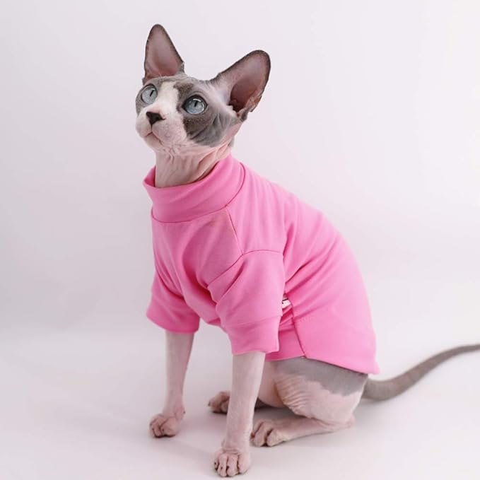 Sphynx Hairless Cat Cotton Tshirts Pet Clothes (3.3-5 lbs),