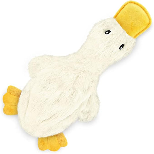 Best Pet Supplies Crinkle Dog Toy for Small, Medium, and Large Breeds, Cute No Stuffing Duck with Soft Squeaker, Fun for Indoor Puppies and Senior Pups, Plush No Mess Chew and Play - White